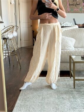 Urban Outfitters Cream Boho Drawstring Pants